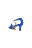 Royal Blue Satin Cross Strap Pump with Ankle Strap