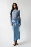 Tory Satin Maxi Skirt in Blue