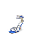 Square Open Toe Beaded Strap Buckle Stiletto Heels