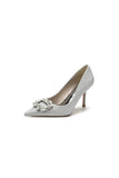 Glitter Pointed Toe Stiletto Heels With Rhinestone