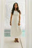 Carolina Pleated Maxi Dress in Ivory
