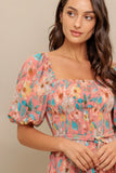 ROSY TWILIGHT FLORAL MIDI DRESS
