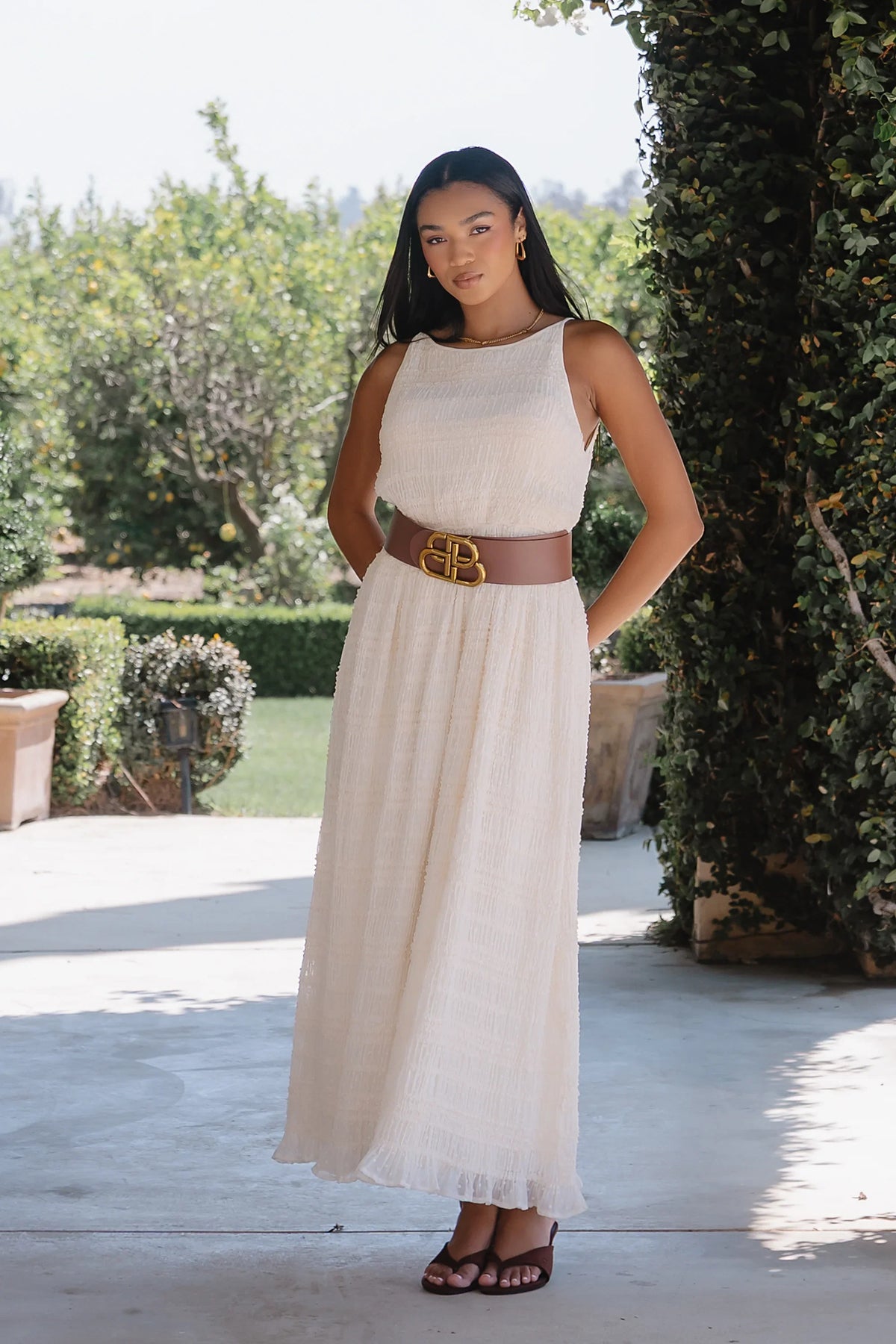 Jordy Textured Maxi Dress in Cream
