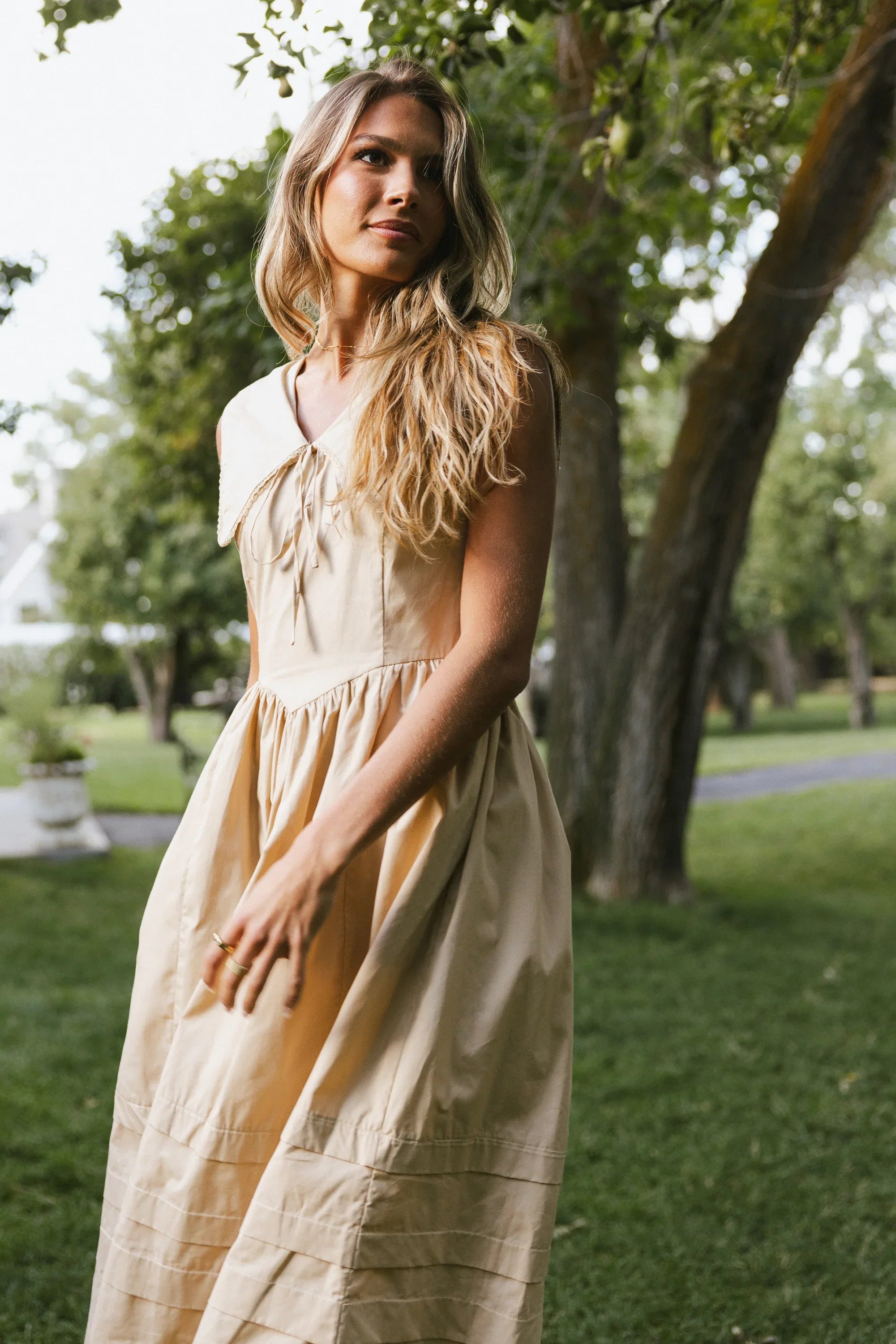 Louie Collared Midi Dress in Taupe FINAL SALE