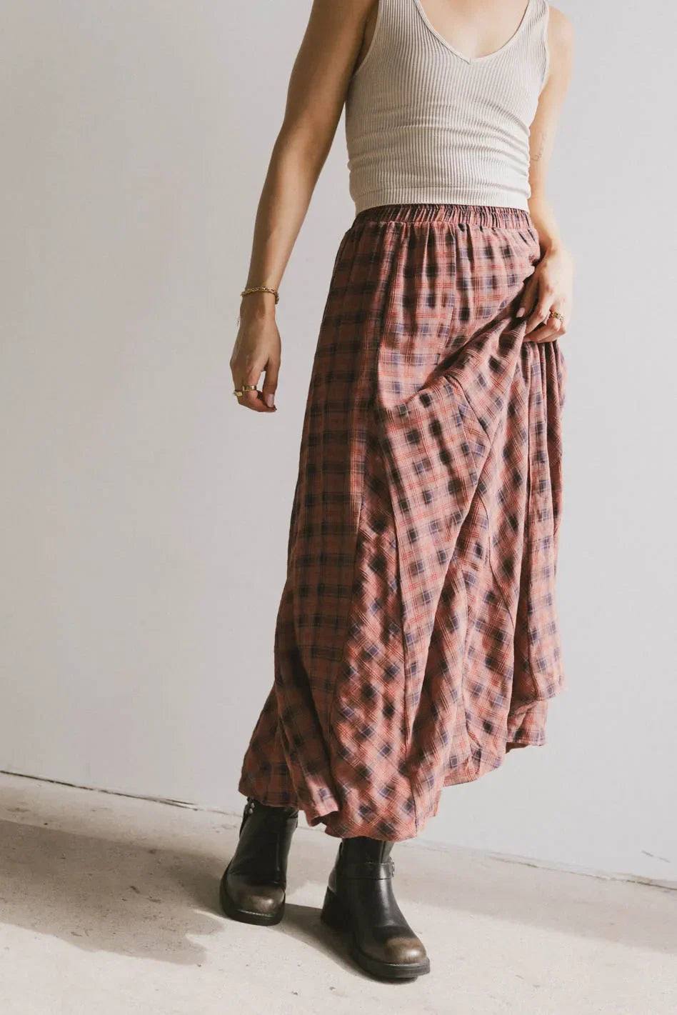 Pippin Plaid Maxi Skirt in Red FINAL SALE