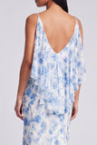 Light Blue Floral Spaghetti Straps Mermaid Maxi Dress