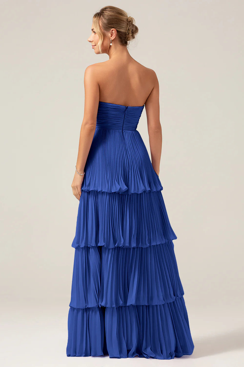 Dusty Sage A Line Sweetheart Tiered Chiffon Floor Length Dress