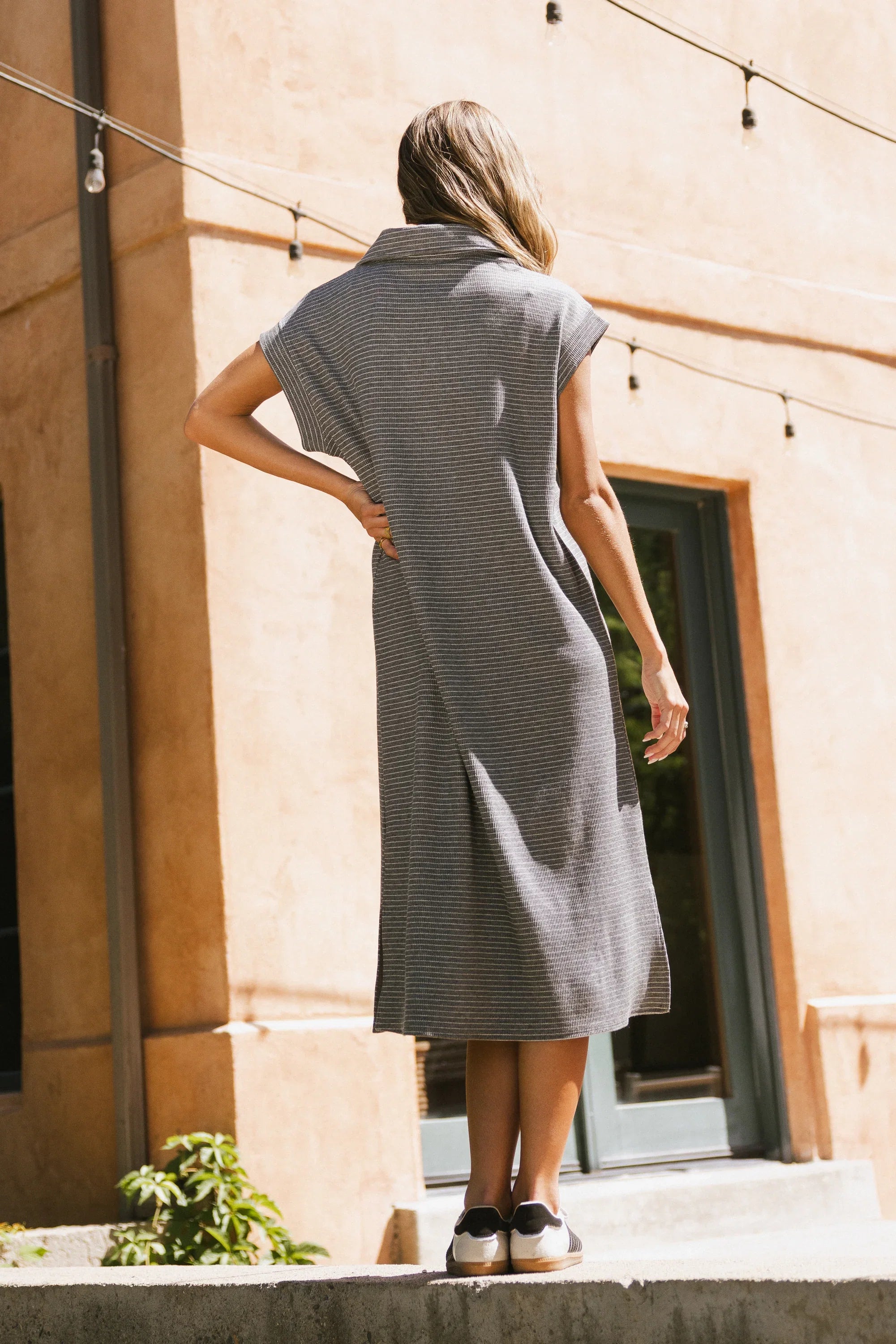 Elisa Striped Maxi Dress in Grey FINAL SALE