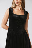 May Velvet Midi Dress in Black