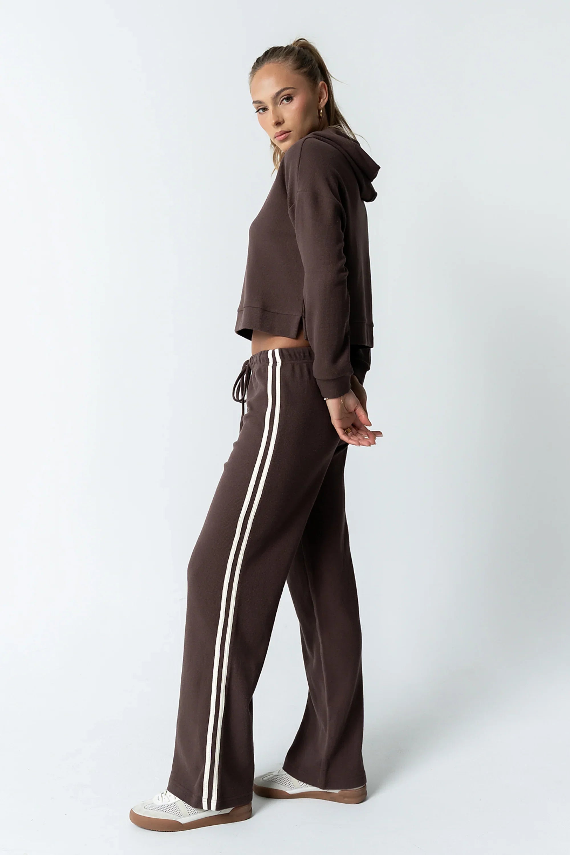 Kourtney Waffle Knit Pants in Brown