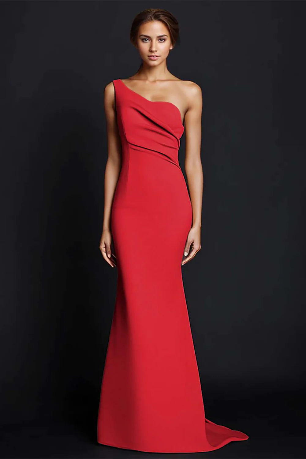 Khaki Mermaid One Shoulder Maxi Dress