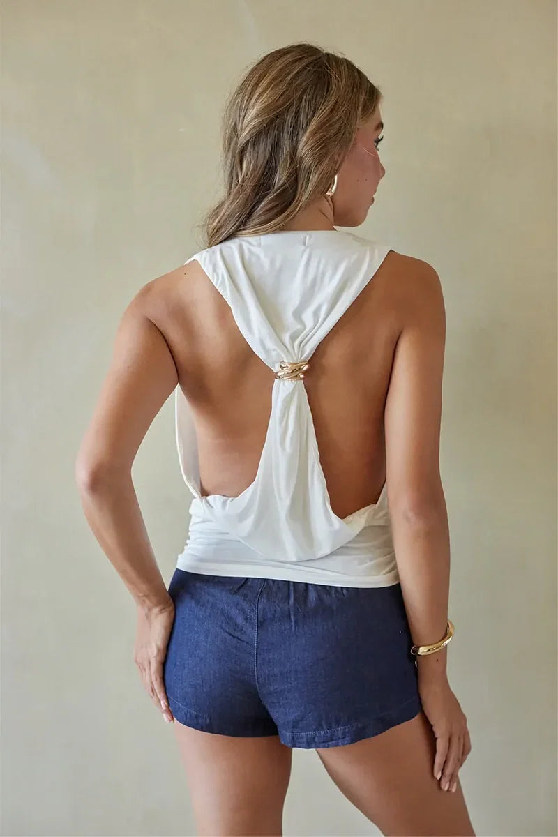 Ella Cowl Neck Open Back Top