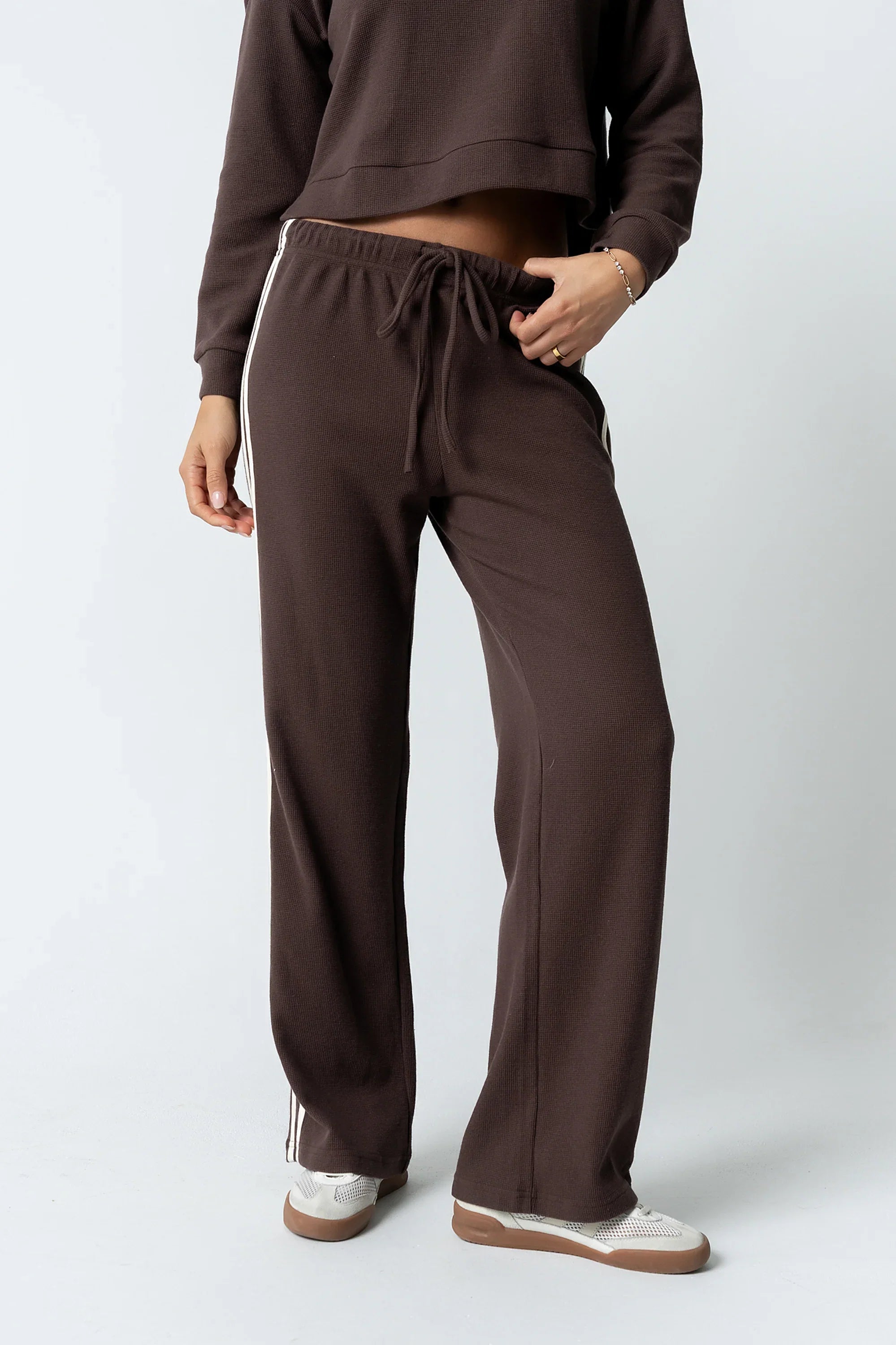 Kourtney Waffle Knit Pants in Brown