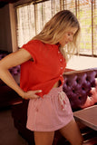 Sloane Striped Skort in Red