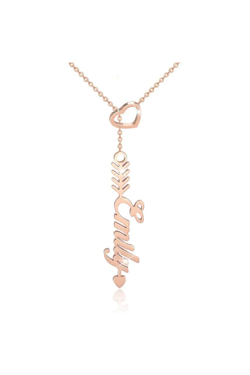 Custom Silver Heart Arrow Name Necklaces