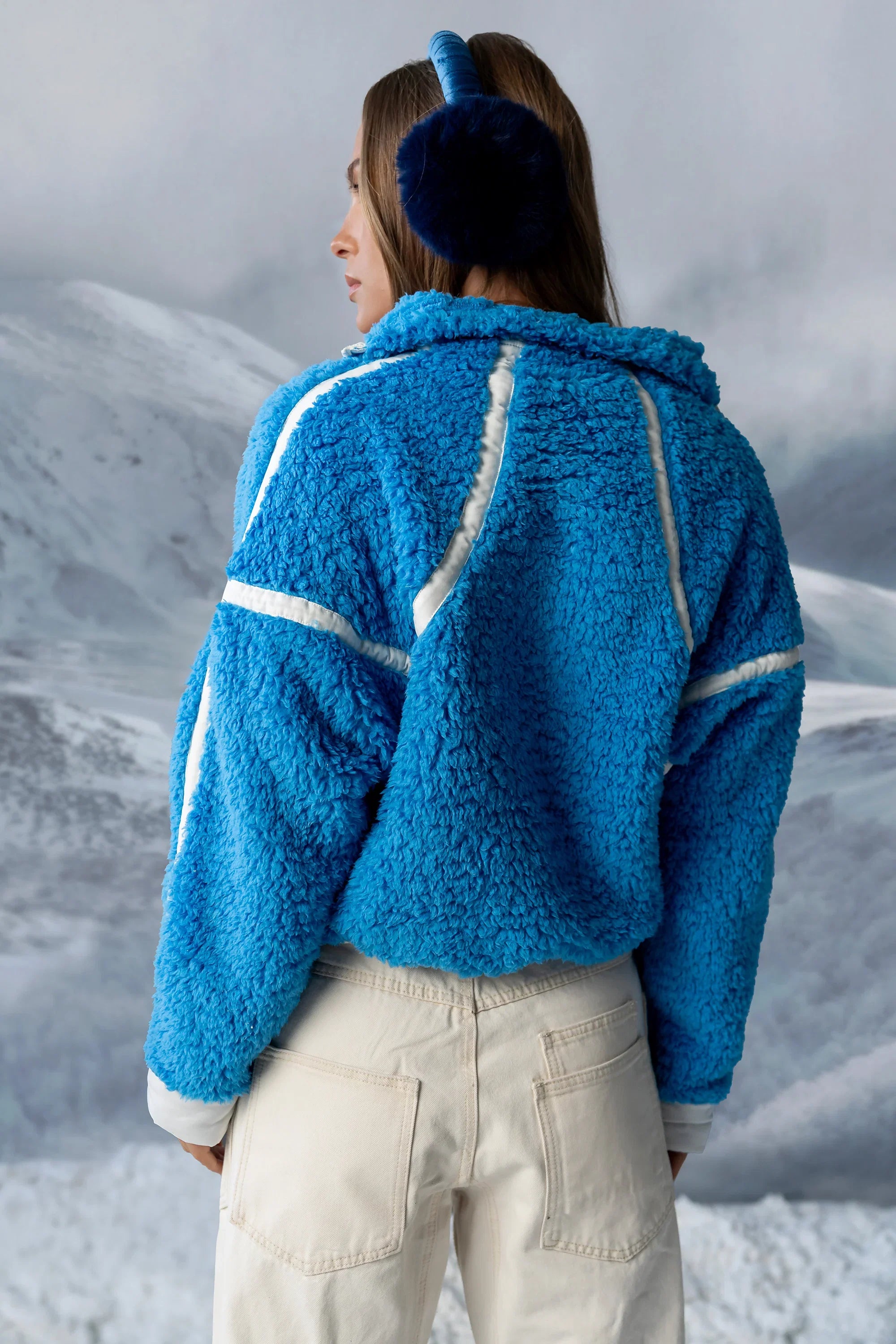 Lenny Sherpa Half Zip in Blue