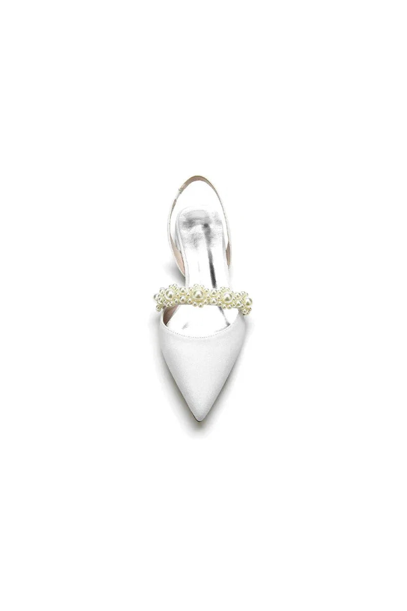 Pearl Strap Slingback Sequin Pointed Toe Flats