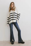 Gracia Striped Sweater Top in Cream FINAL SALE