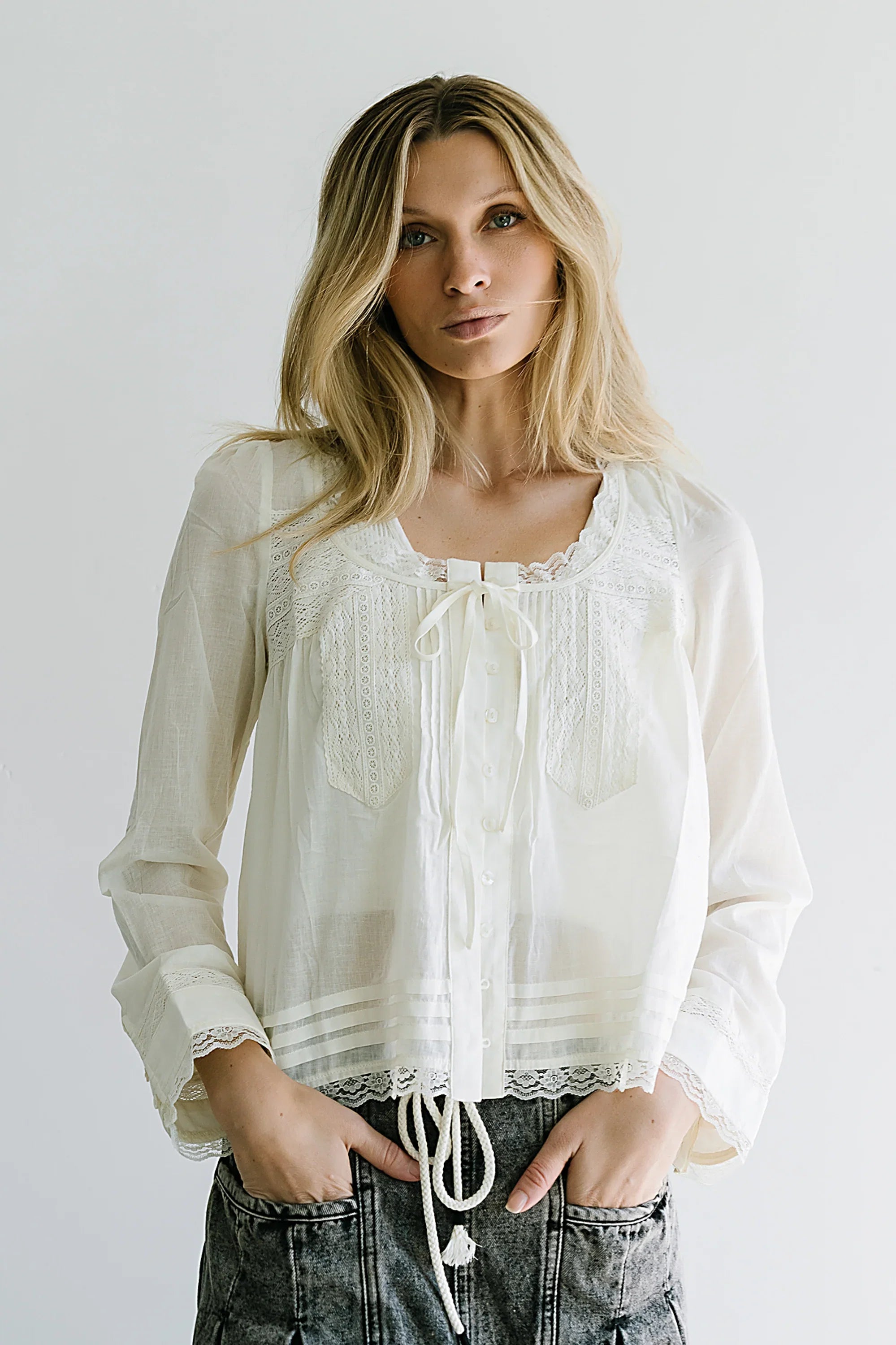 Taylor Sheer Blouse in Ivory FINAL SALE