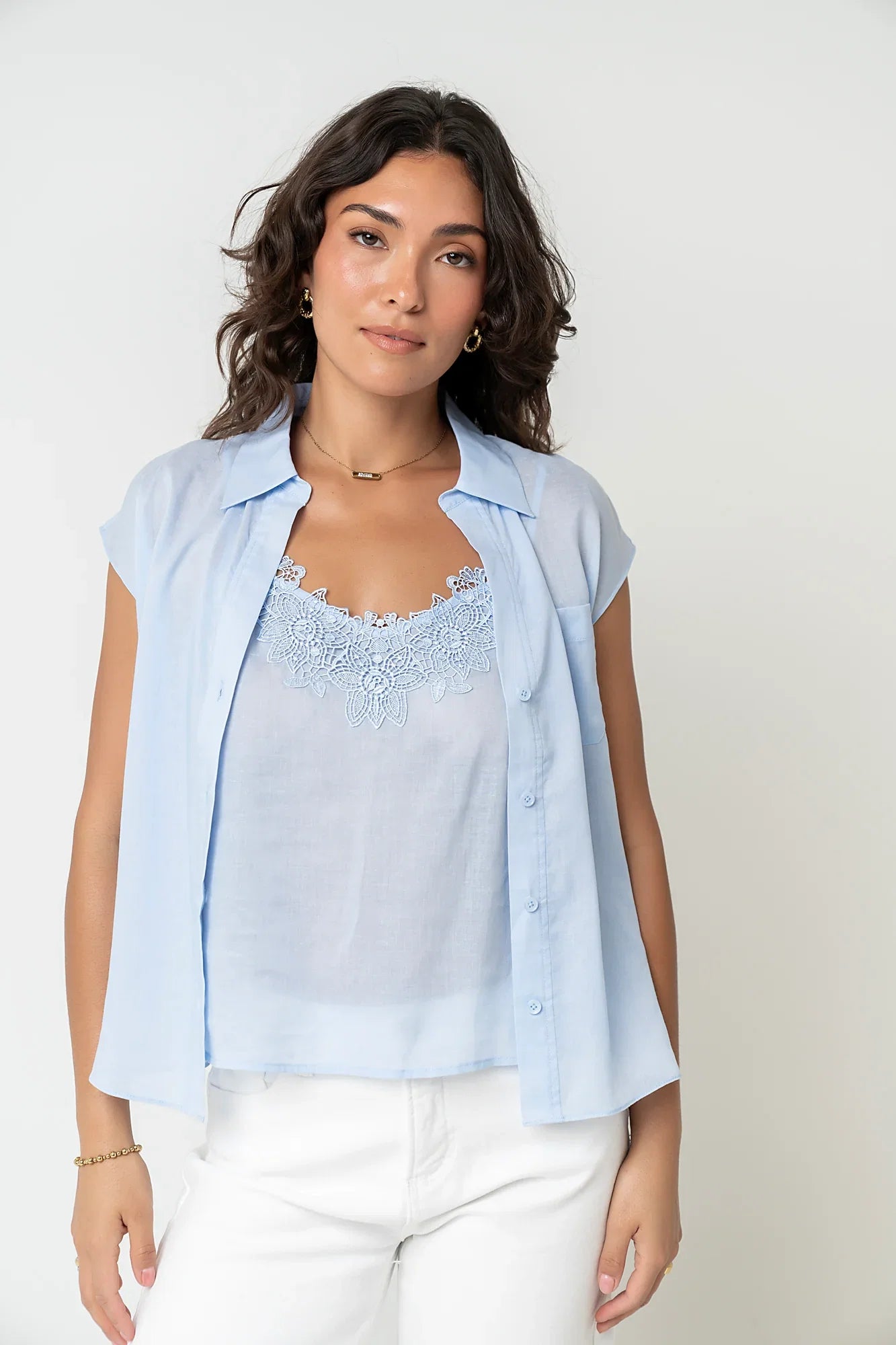 Hank Twofer Top in Light Blue