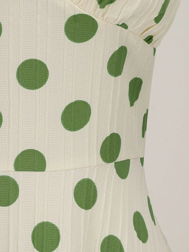 Polka Dots Halter Audrey Hepburn Style 1950S Vintage Dress With Bow Backless