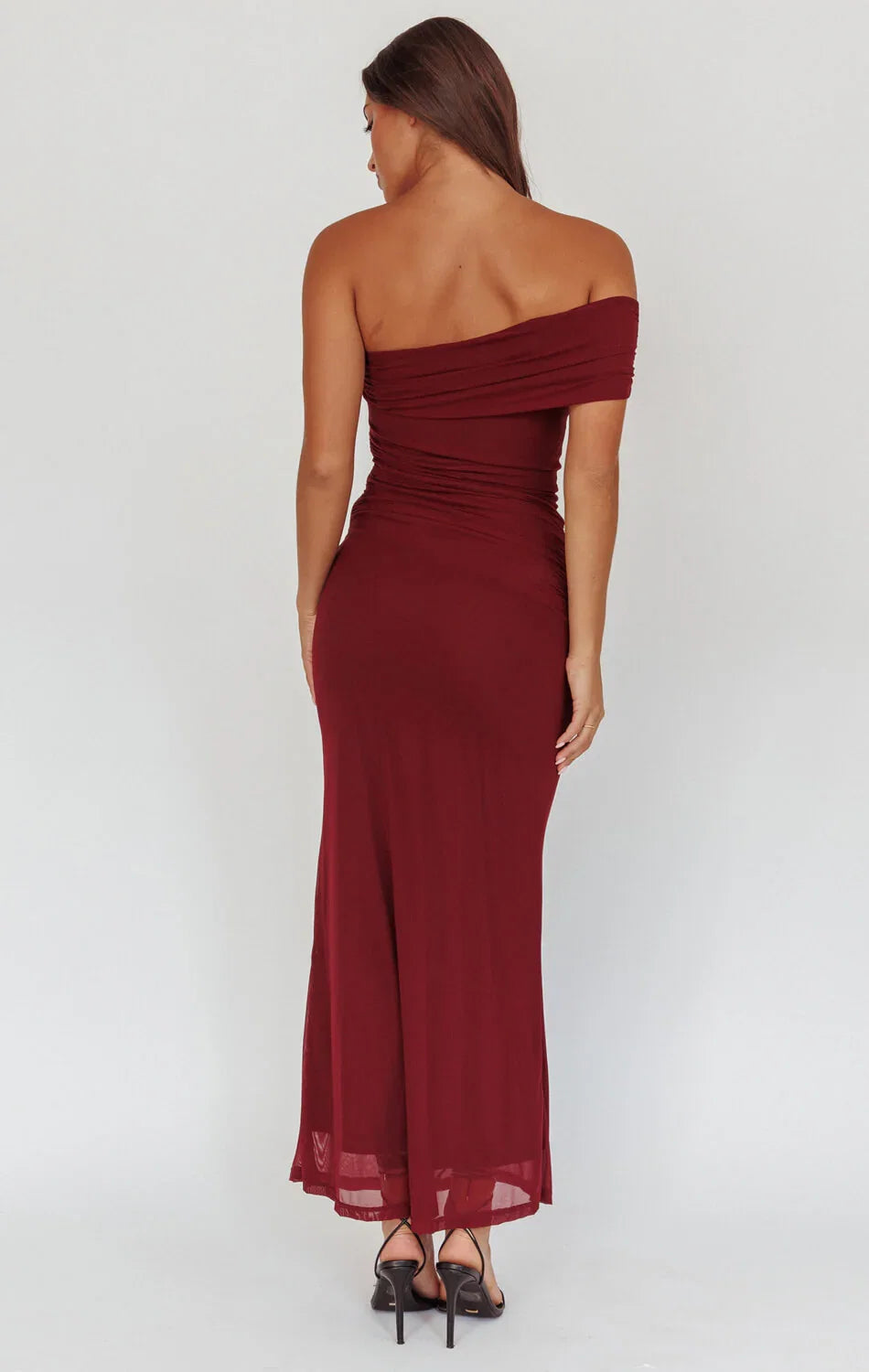 ALISON OFF THE SHOULDER MAXI DRESS WINE