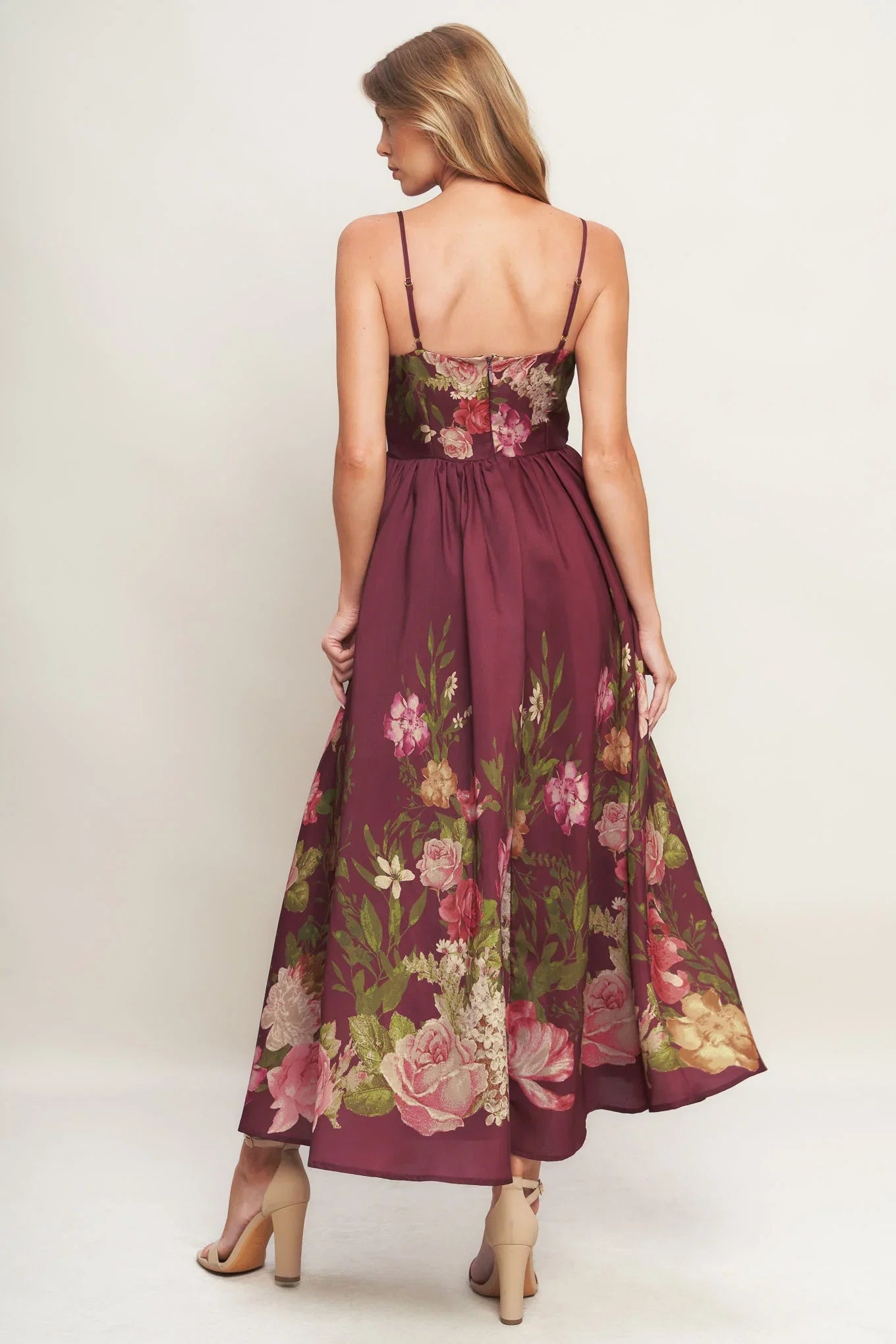 SECRET GARDEN ROMANCE BURGUNDY MAXI DRESS FINAL SALE
