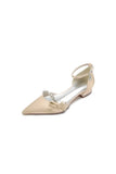 Rhinestone Pointed Toe Kitten Heels With Bow