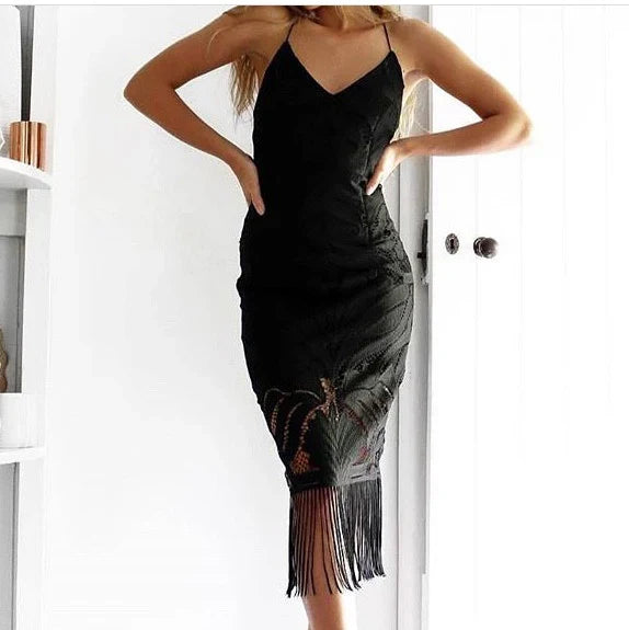 Size 2 Khaleesi Dress Black Lace Dress With Fringe FINAL SALE