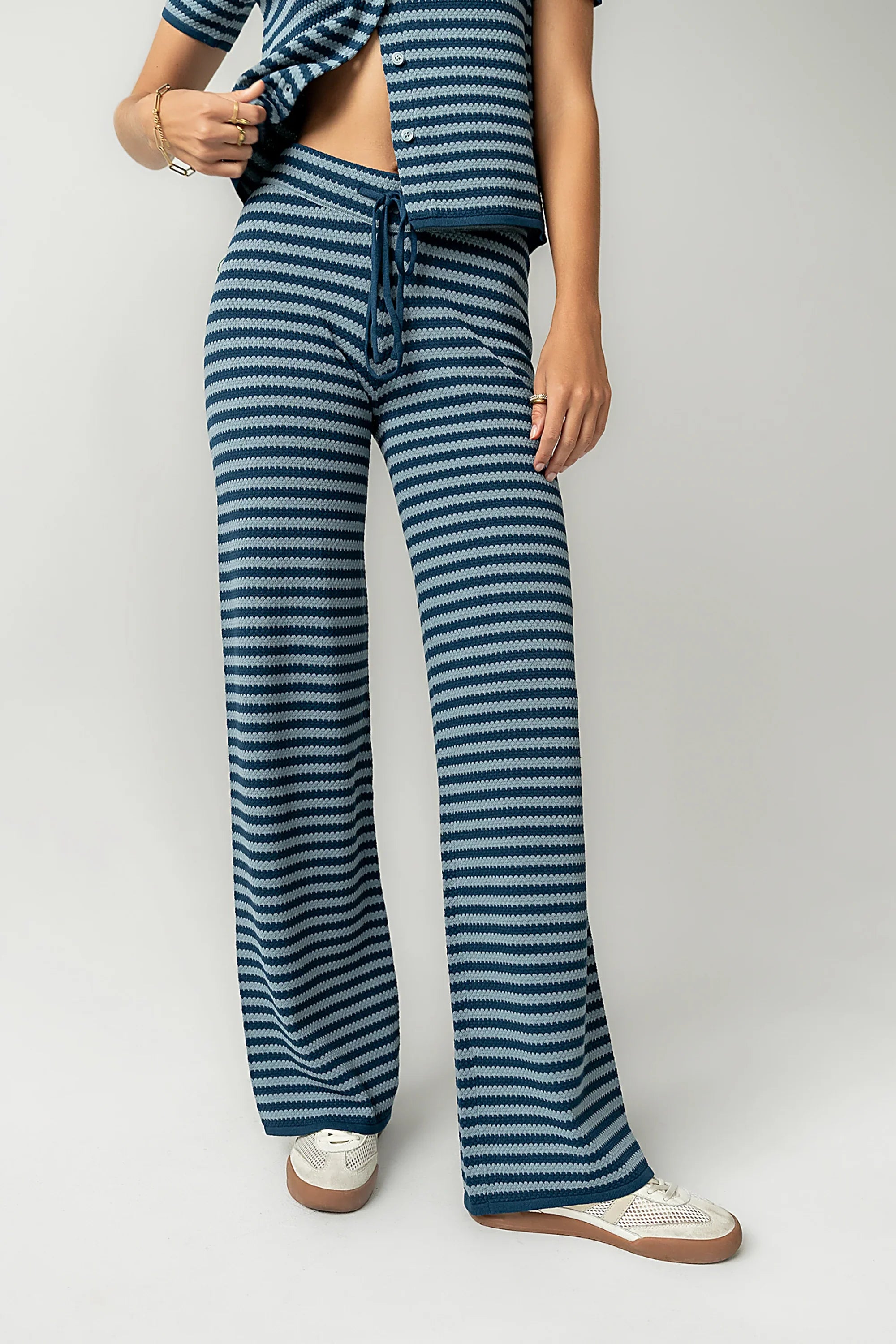Ireland Striped Wide Leg Pants in Blue FINAL SALE