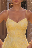 Yellow Floral Beaded A Line Short Homecoming Dress