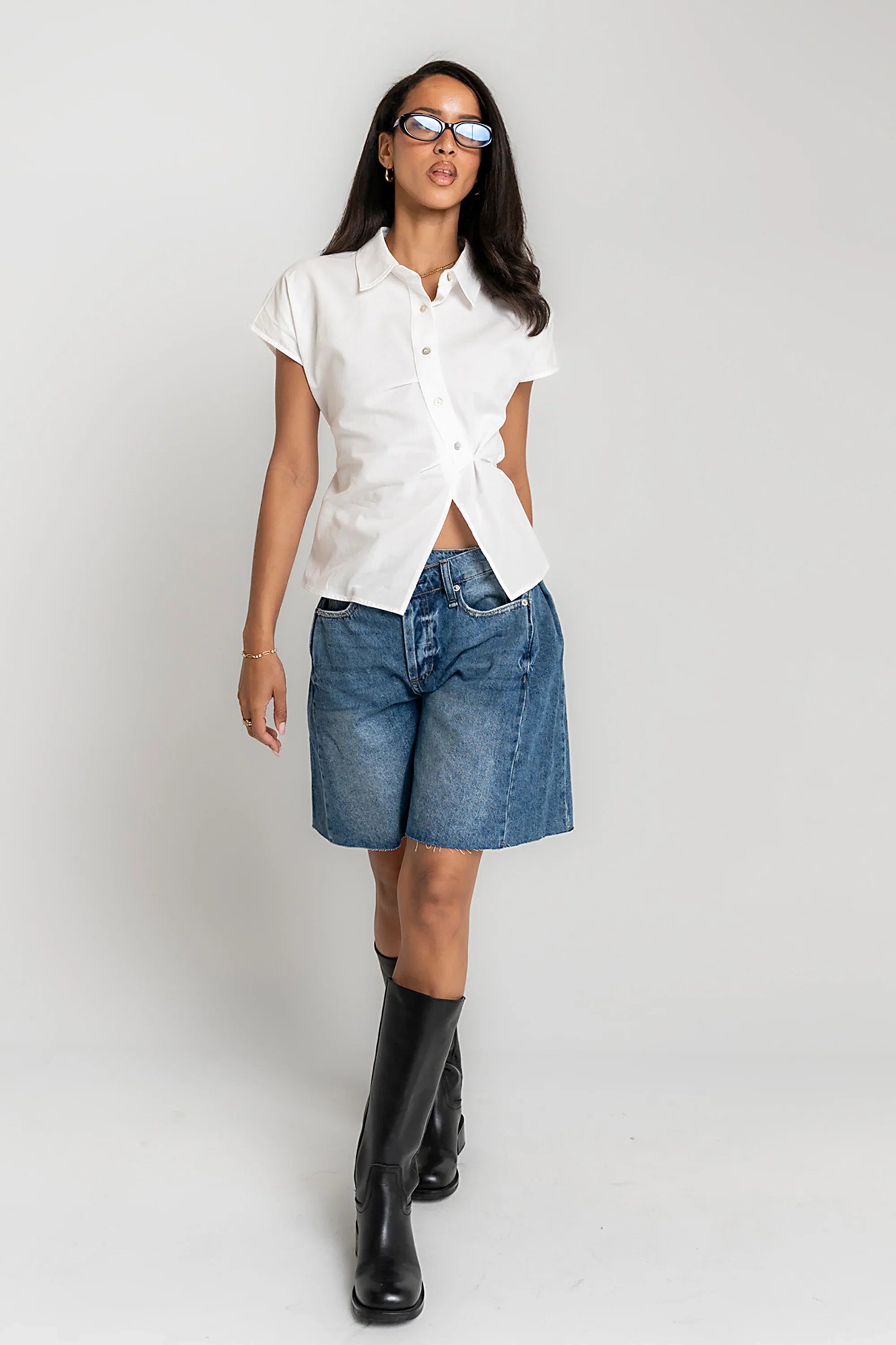 Gabriella Cross Over Denim Shorts