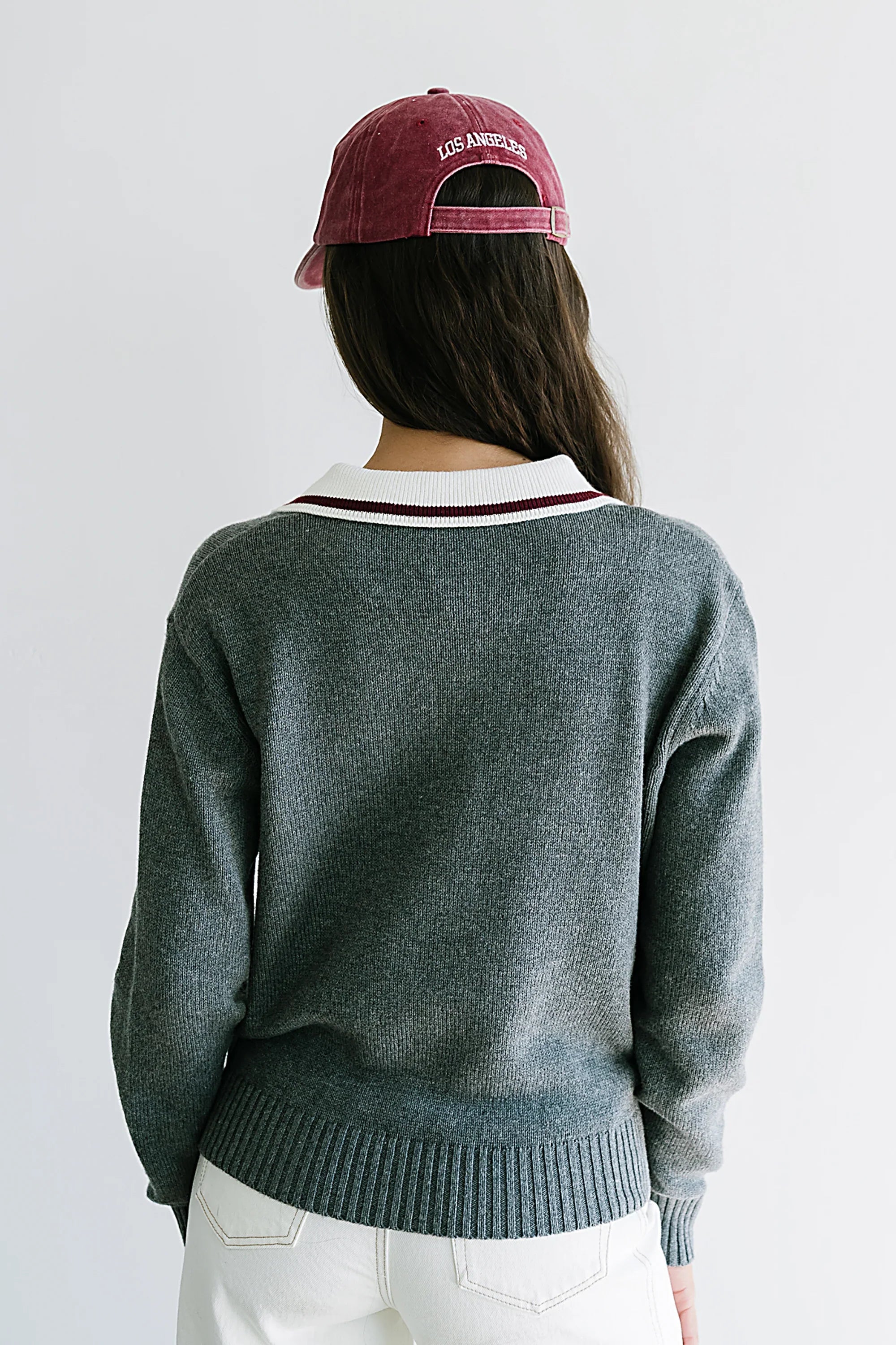 Justine Collared Sweater in Grey FINAL SALE