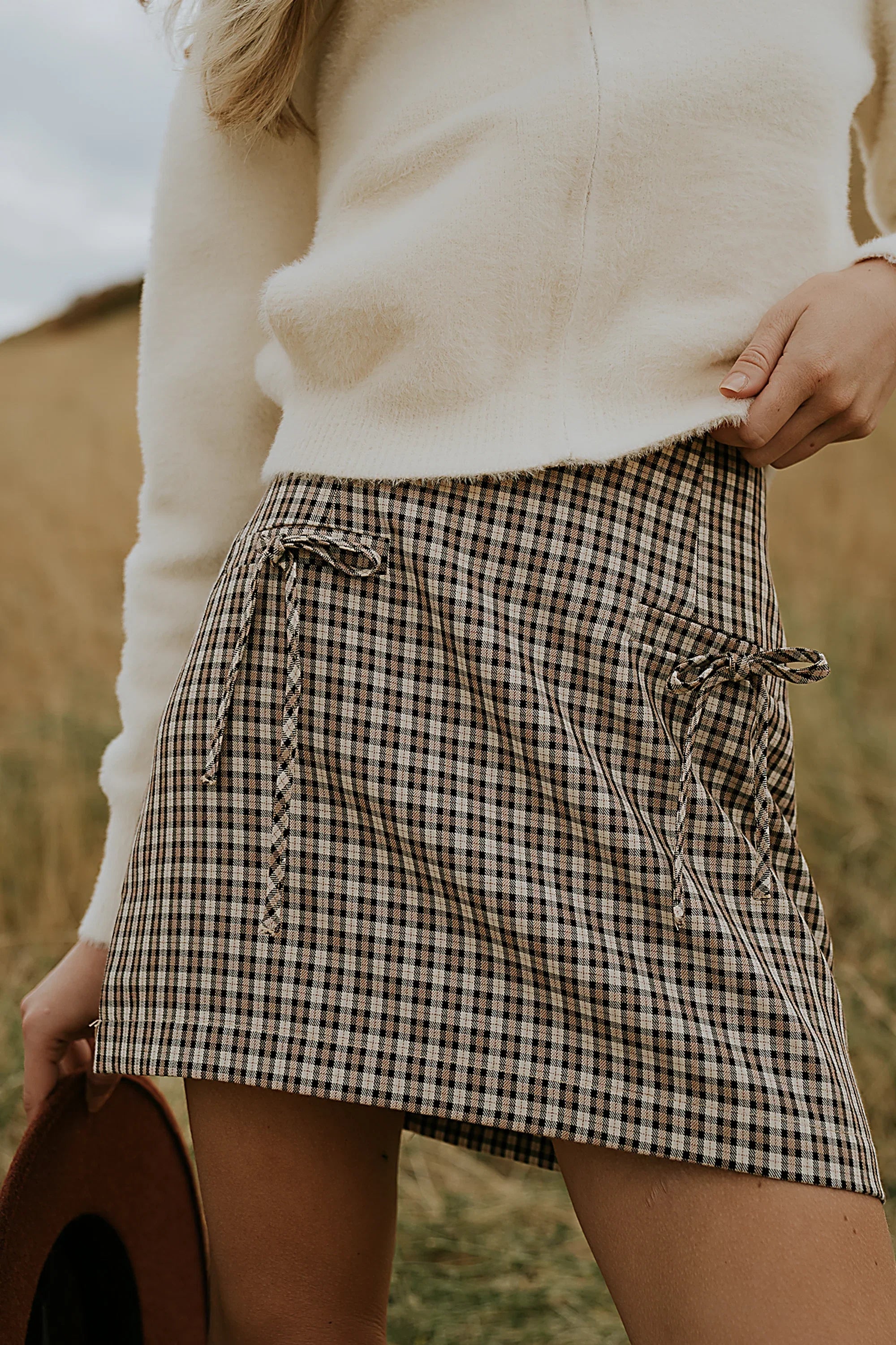 Oshen Plaid Mini Skirt