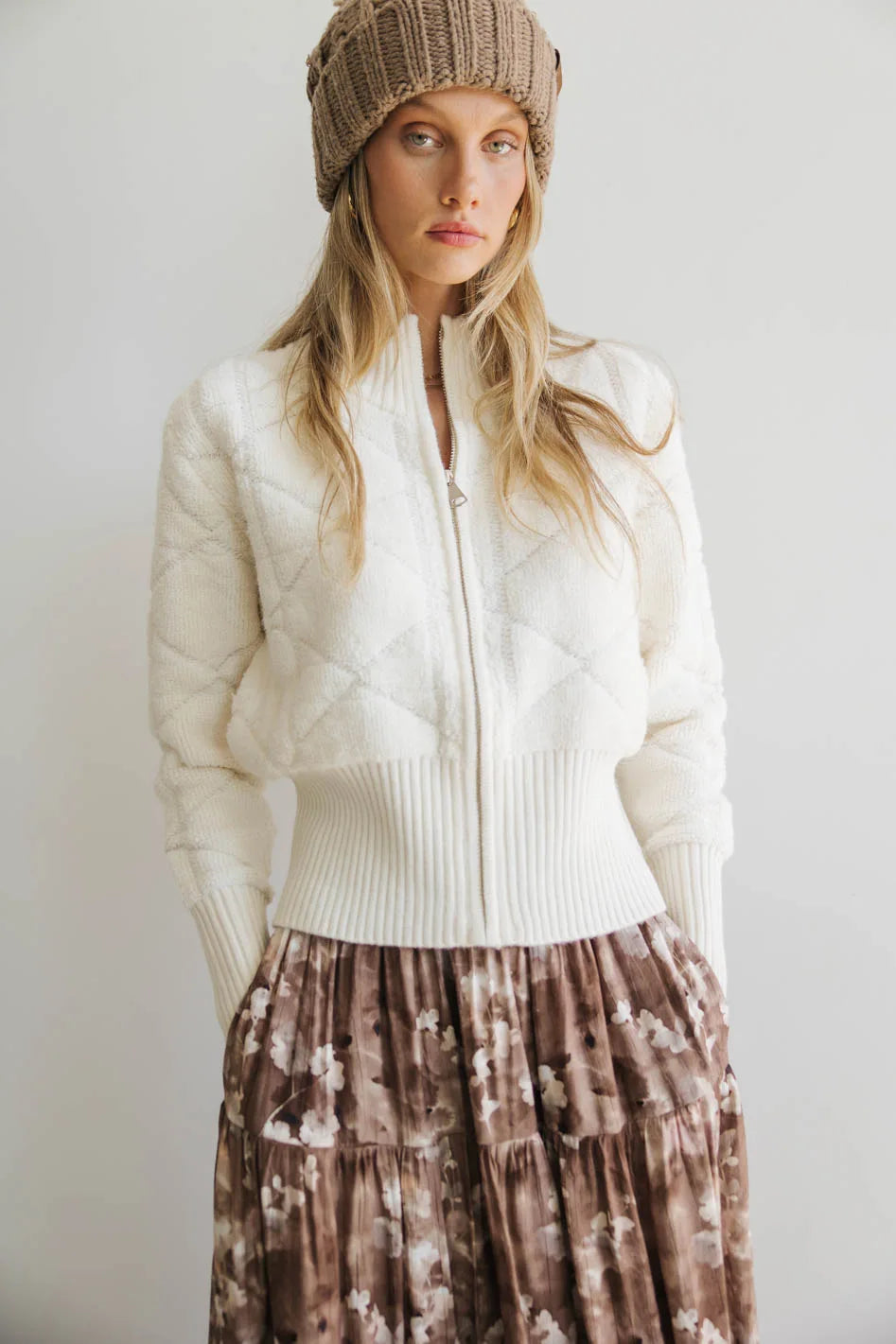 Sheena Quilted Jacket in Ivory FINAL SALE