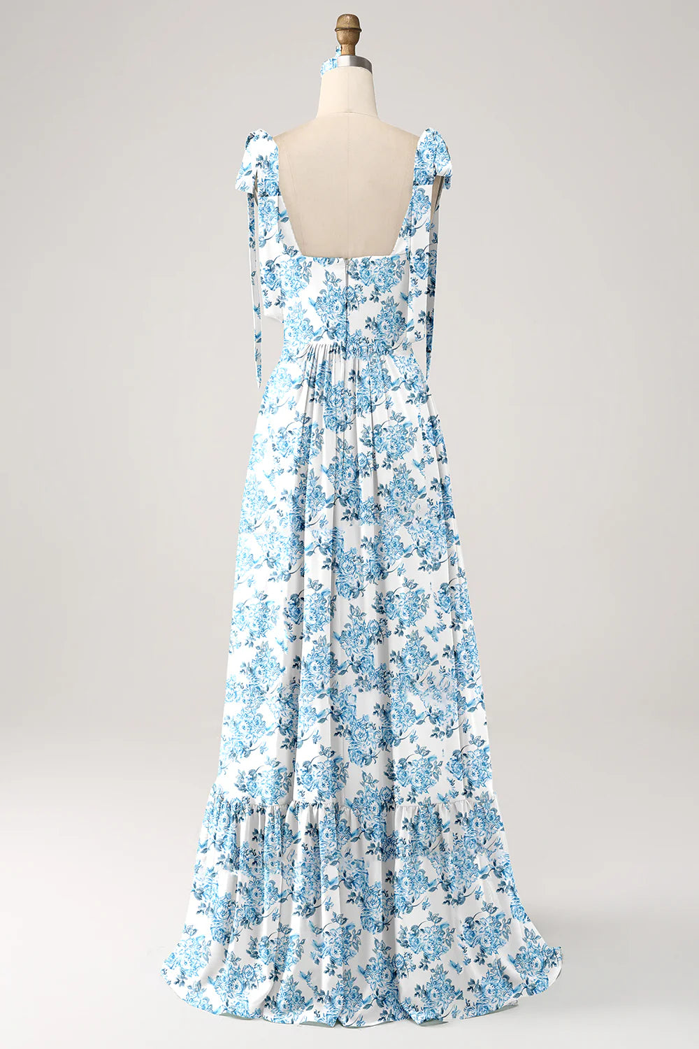 Eucalyptus A Line Spaghetti Straps Pleated Floor Length Bridesmaid Dress