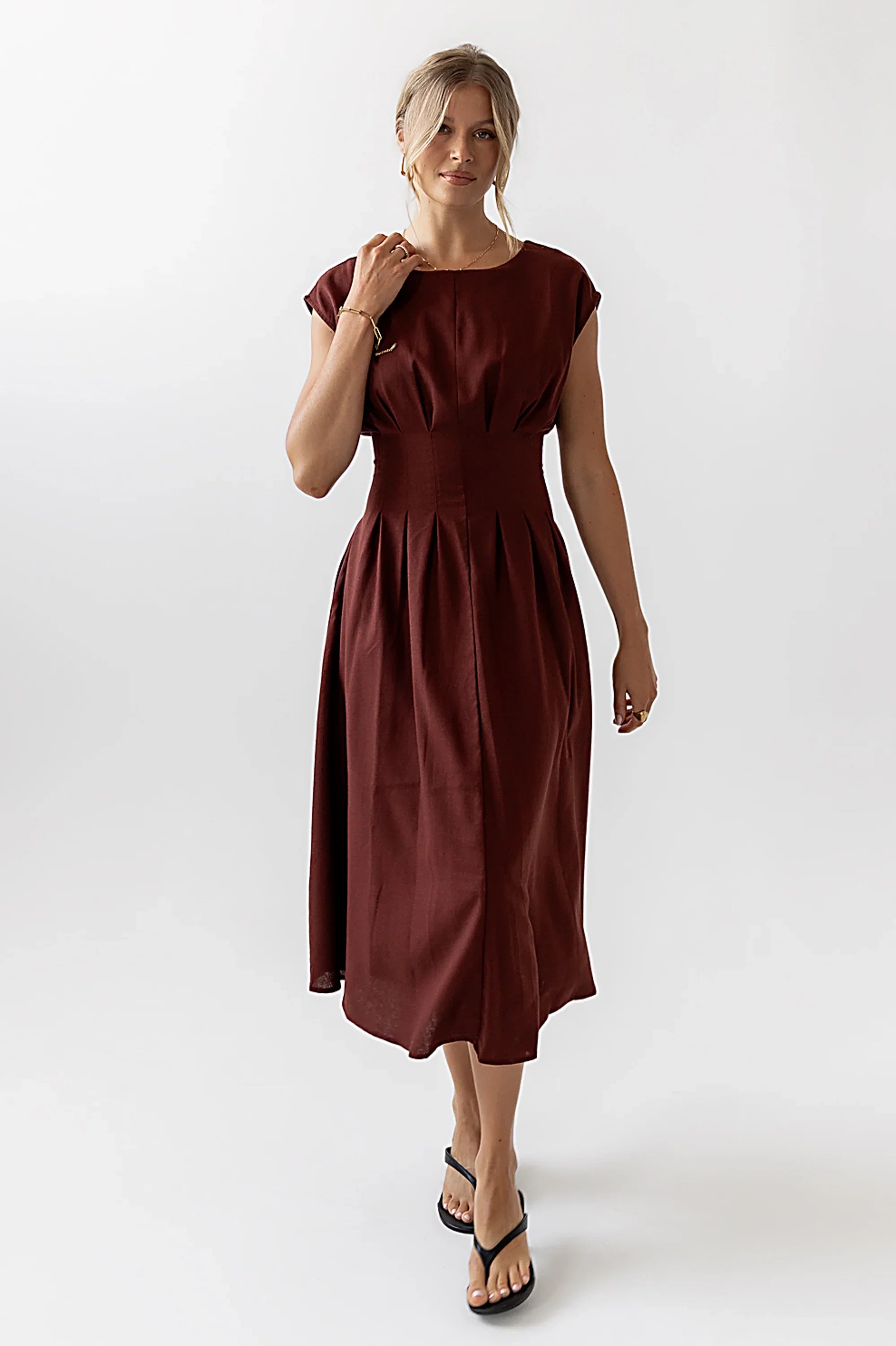 Matilda Pleated Maxi Dress in Rust FINAL SALE