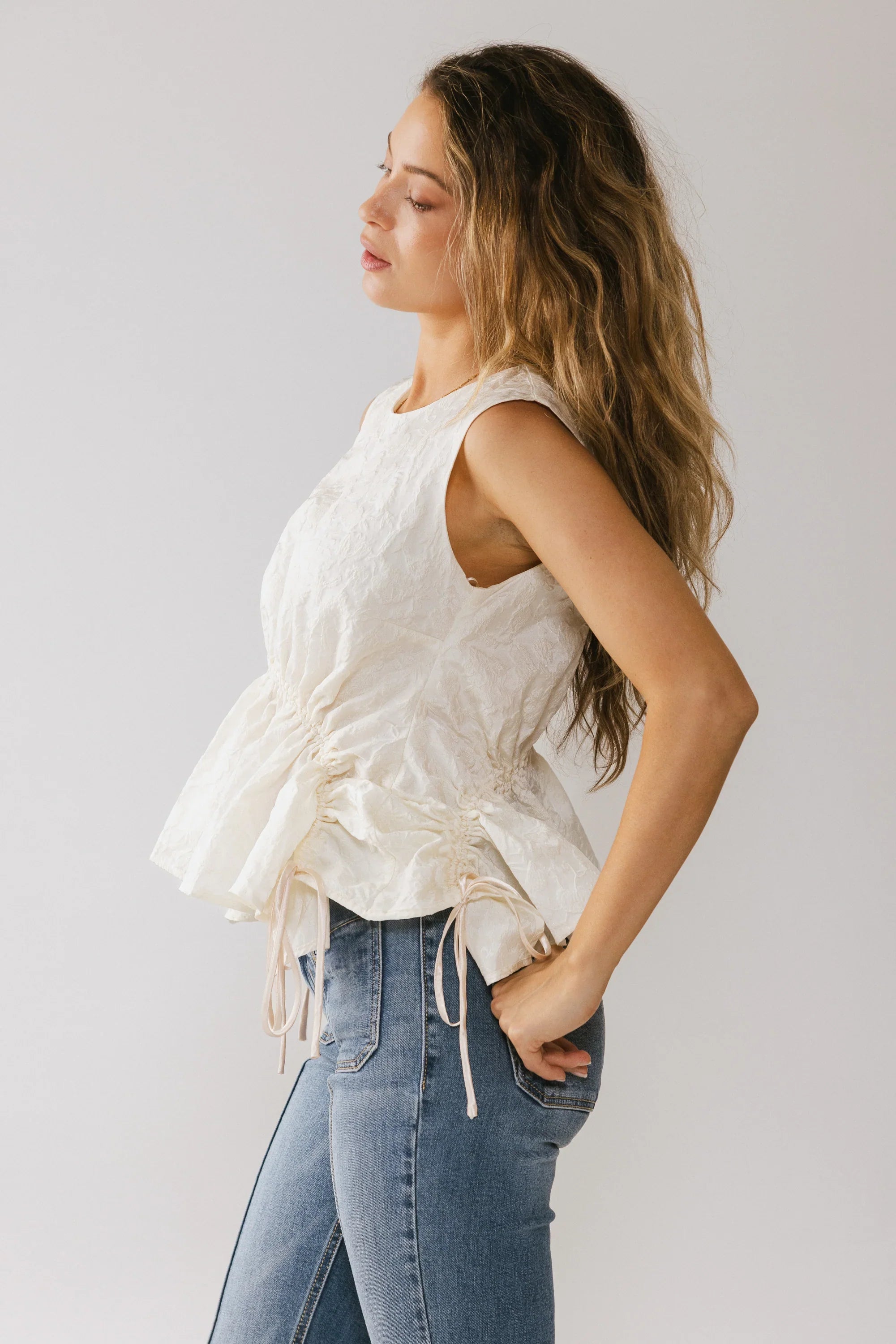 Miranda Textured Blouse in Ivory FINAL SALE