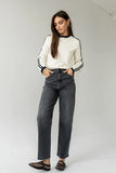 Romy Striped Top in Bone