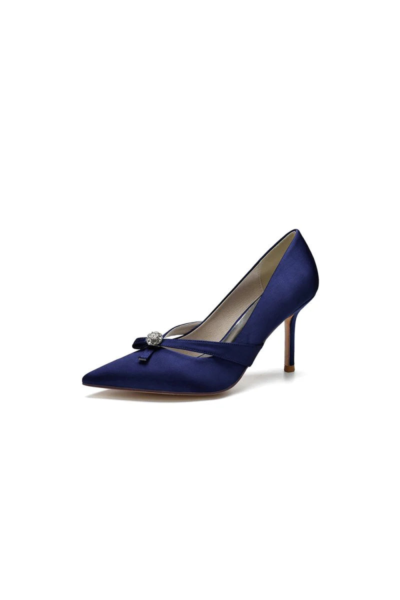 Crystal Bow Tie Pointed Toe High Heels