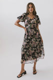 Angelique Floral Tie Dress in Black FINAL SALE