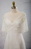 Sweetheart A line Chiffon Dress With Half sleeved Illusion Bodice