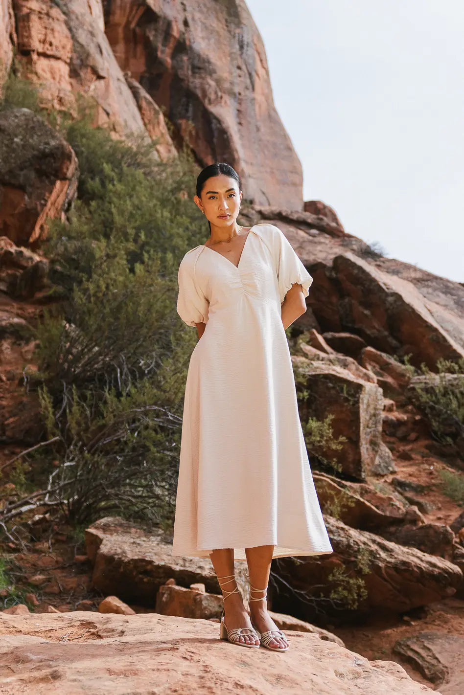 Maeve Midi Dress in Cream FINAL SALE
