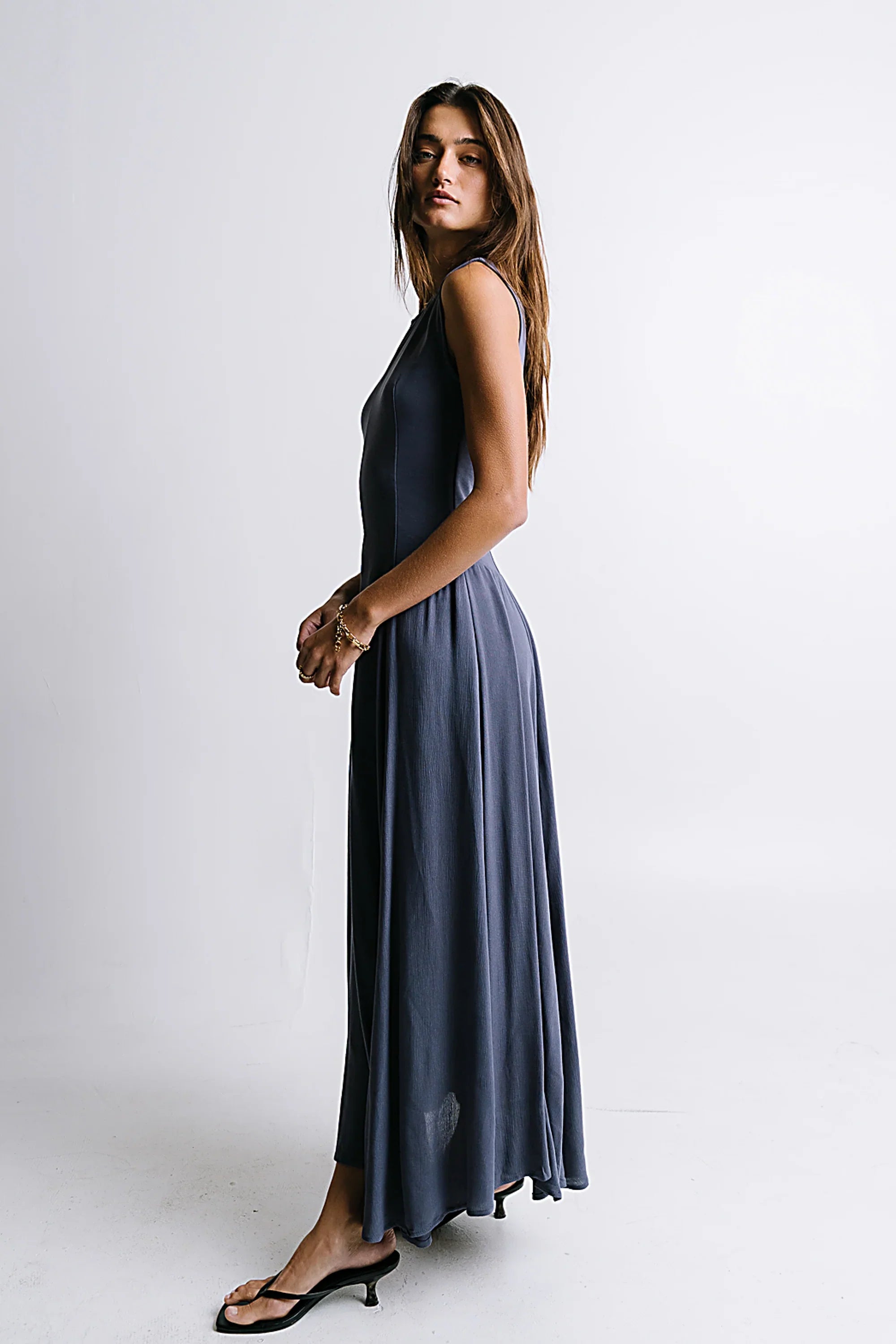 Charles Maxi Dress in Slate Blue FINAL SALE
