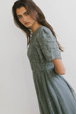 Alora Embroidered Dress in Teal FINAL SALE