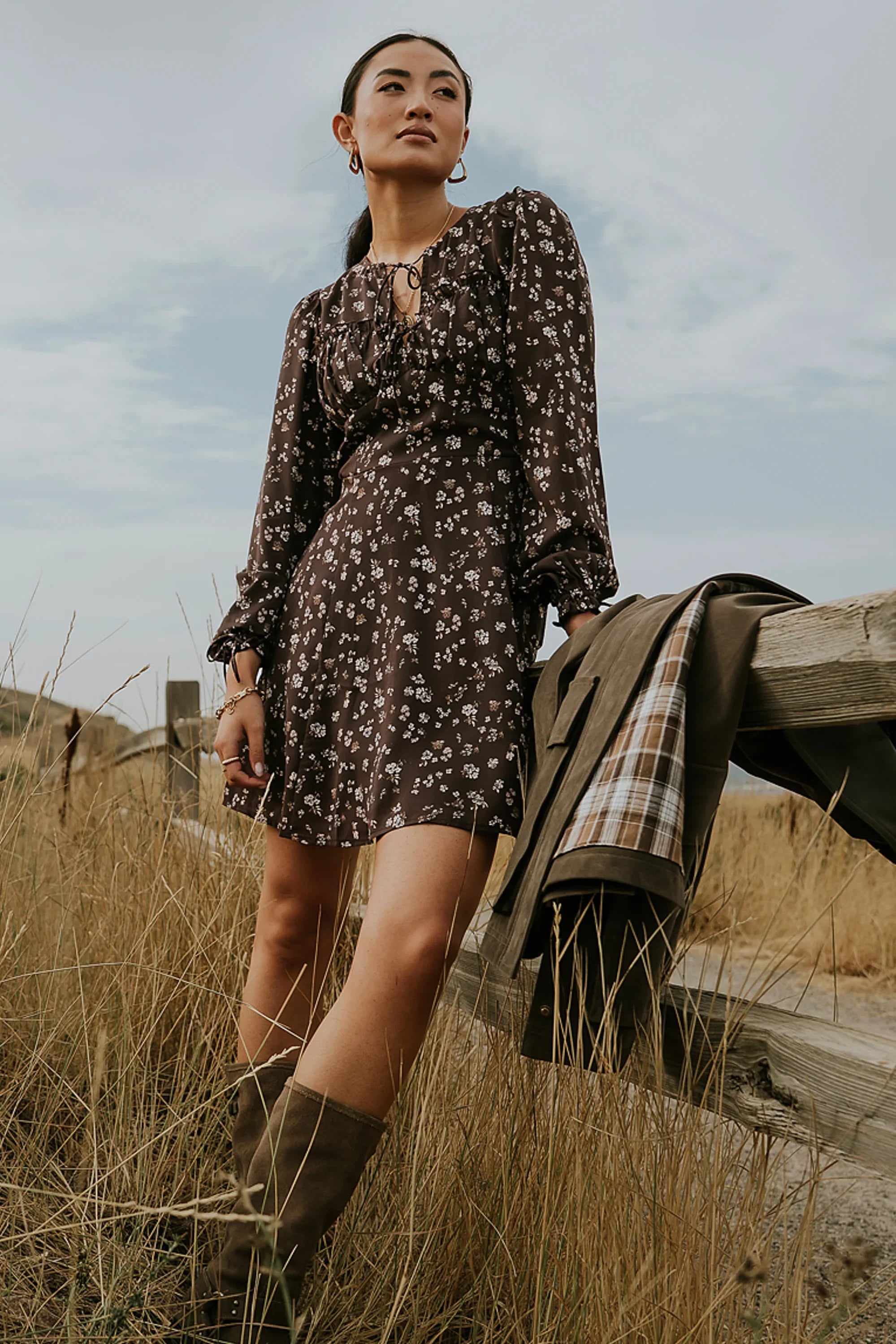 Myles Floral Mini Dress in Burgundy FINAL SALE