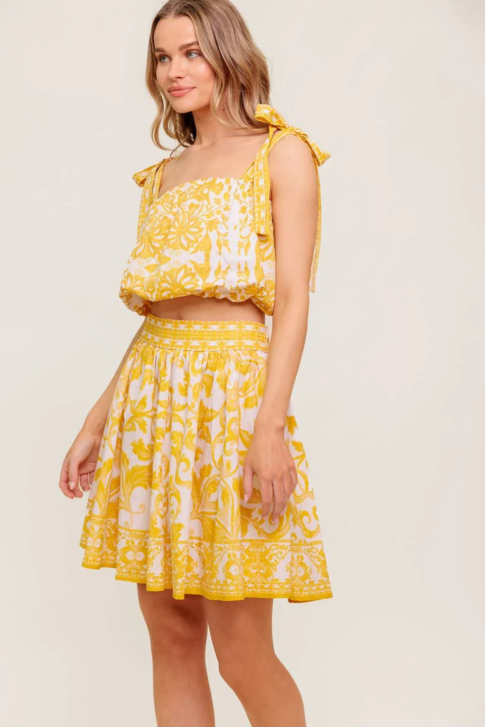 SUNLIT DREAMS TOP SKIRT SET YELLOW