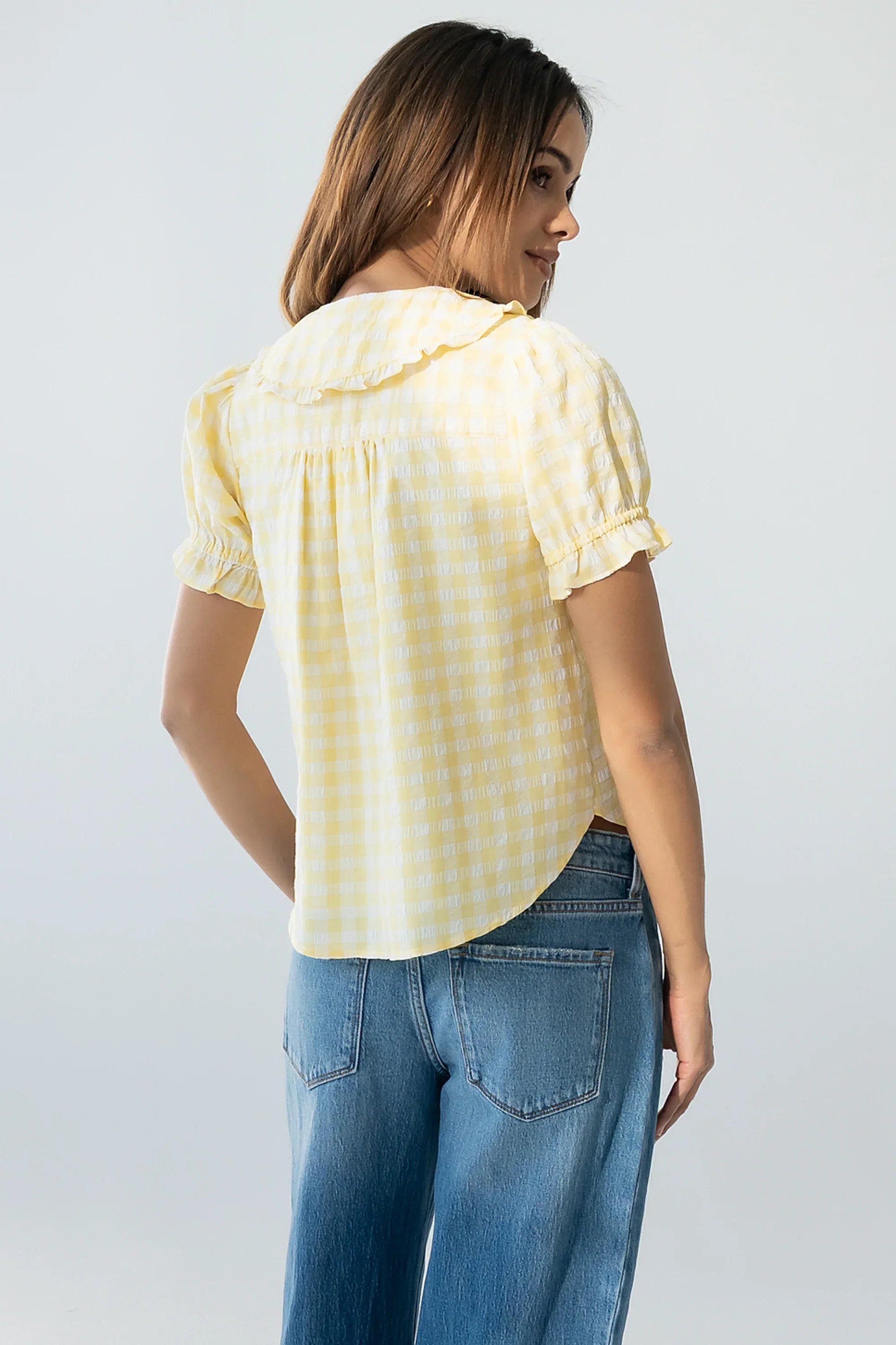 Nelly Gingham Blouse in Yellow