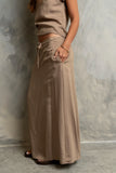 Polliana Textured Stripe Skirt in Mocha