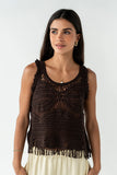 Kalani Crochet Tank Top in Brown